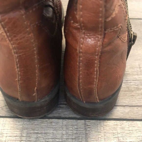 Franco Sarto Patina heeled cognac brown leather upper boots with side zipper - Picture 11 of 13